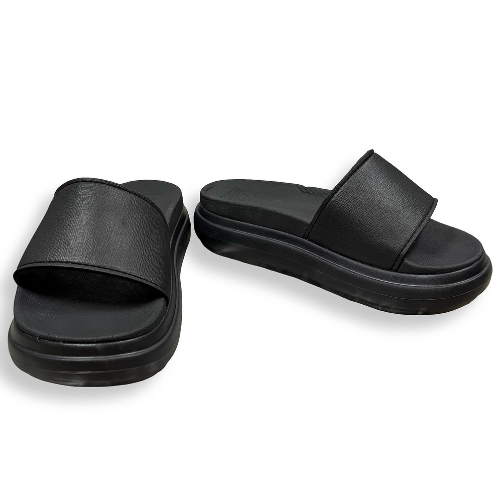 Reef Cushion Bondi Bay Black Platform Slide Sandals Womens 8 Beach Comfort Shoes